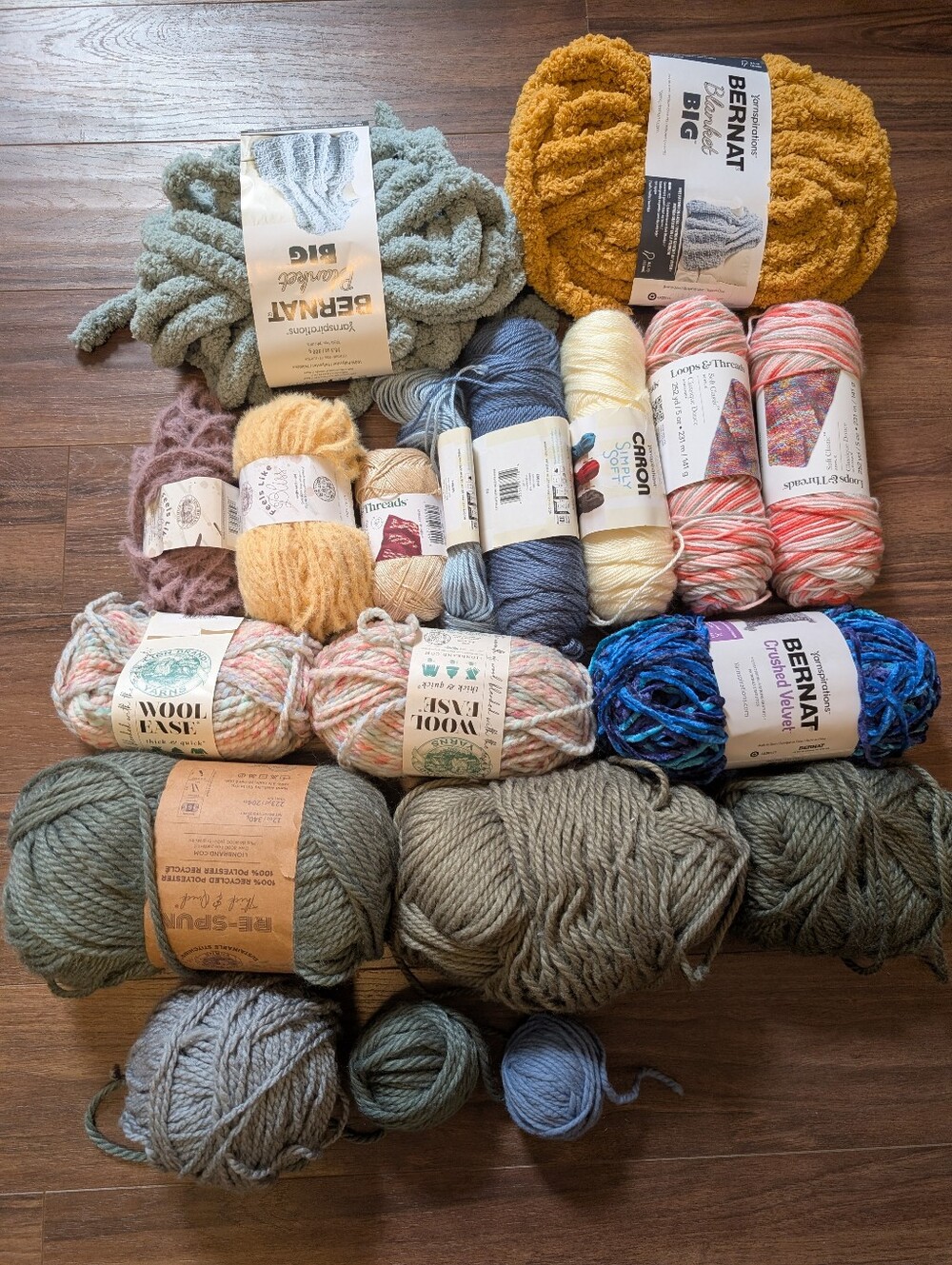 Michaels Mixed Yarn Of Yarn Acrylic, Lion Brand Wool Ease, Caron, Bernat Blanket